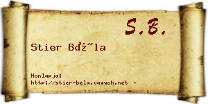 Stier Béla névjegykártya